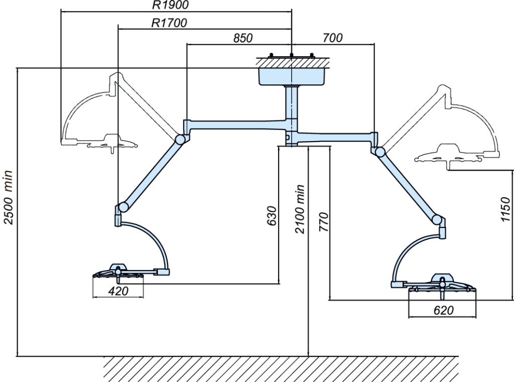 Схема светильника операционного потолочного «ЭМАЛЕД 500\300»
